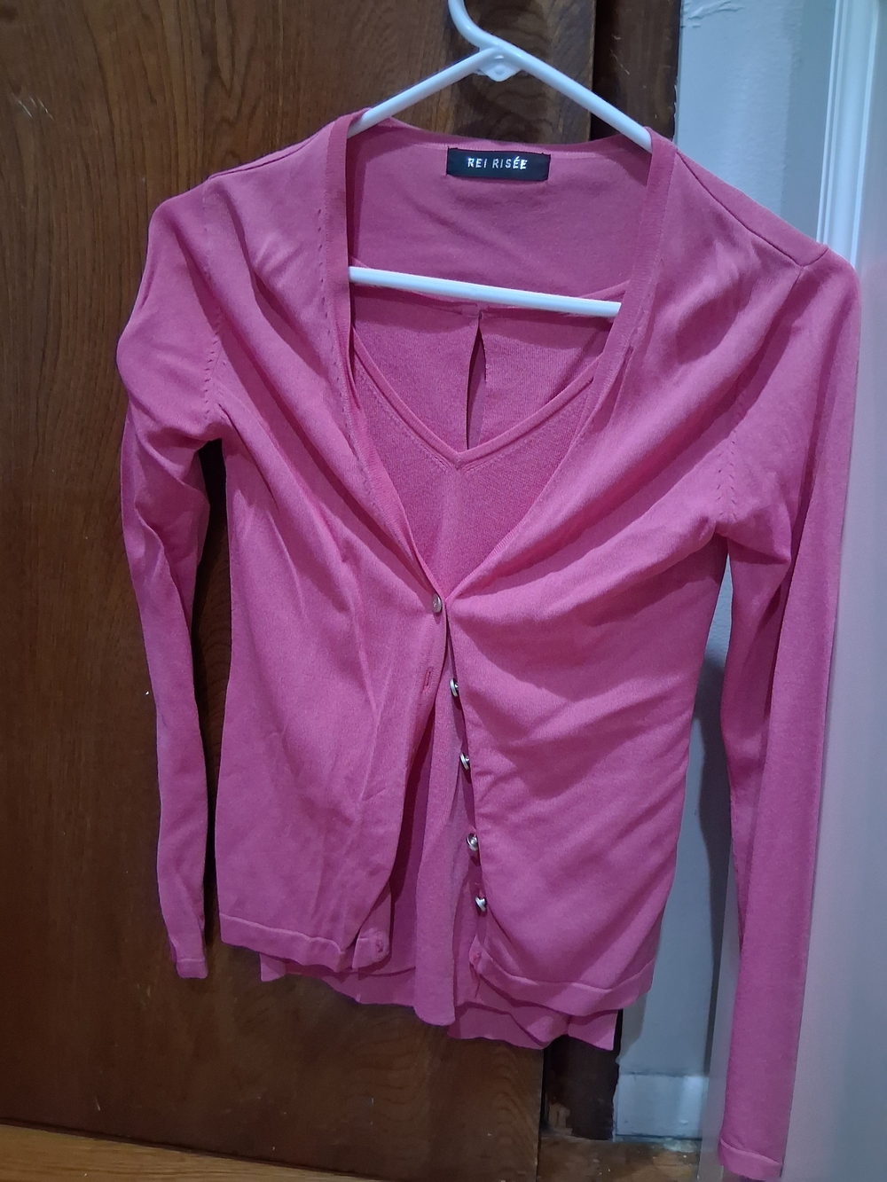 Rei Risée Women's Pink Button-Front Cardigan Top